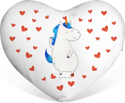 Produktbild von Mr. & Mrs. Panda Kuschelkissen Einhorn Mann - Weiß - Geschenk, Freundin, dekoartikel, Liebeskissen, Sofakissen, Familie, Einhörner, Dekokissen, Herzkissen, Unicorn, Party
