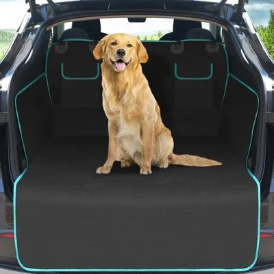 Produktbild von Famanu Kofferraumschutz Hund, universell, 185 x 105 cm, 900D wasserdicht, kratzfest, Kofferraummatte mit Seiten- und Stoßstangenschutz