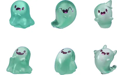 Produktbild von Im Dunkeln leuchtende Mini-Geisterfiguren mit Box, leuchtende kleine Geisterfigur aus Kunstharz, Miniatur-Geistergartendekor für Halloween-Partygeschenke