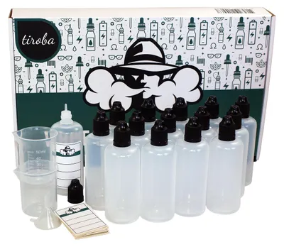 Tropfflaschen 15er Set 100 ml mit Trichter, Messbechern & Etiketten
