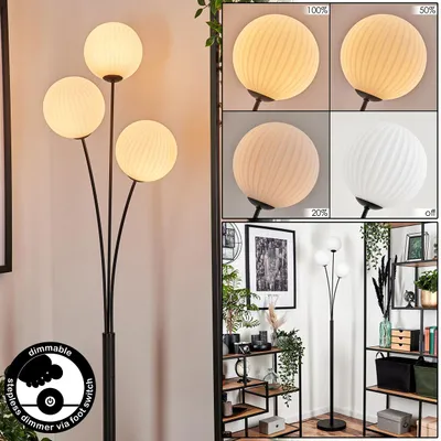 Produktbild von Lerici Stehlampe aus Metall/Riffelglas in Schwarz/Weiß