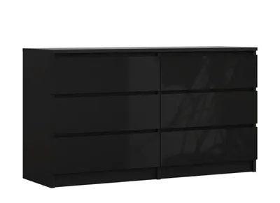 Produktbild von Kommode mit 6 Schubladen, Mattschwarz / Schwarz Glanz, 138 x 78 x 39 cm