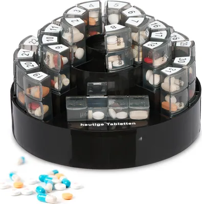 Produktbild von relaxdays Tablettenbox 31 Tage 4 Fächer