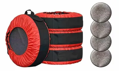Obrázek produktu pro 4 ochranné vaky na kola, vhodné pro kola o velikosti 18-22 palců, průměr 80 cm, vyrobené z odolného Oxfordového materiálu 600D a 210D s ochranou ráfků