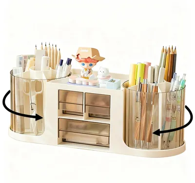 Produktbild von Drehbarer Schreibtisch-Organizer mit 14 Fächern für Büro und Schule (weiß)