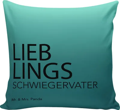 Produktbild von Mr. & Mrs. Panda kuschelkissen 40x40 Schwiegervater - Aquarellblau - Geschenk, angeheiratet, Spruch, Zierkissen, Papi, Papa, Sofa Kissen, Bedrucktes, Bester, Geschenkidee