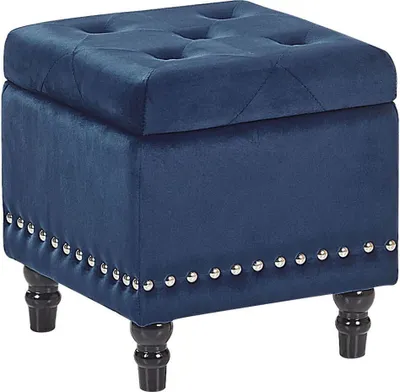Produktbild von BELIANI Hocker Blau Samt Silber Metall mit Stauraum quadratisch Flur Wohnzimmer Salon Schlafzimmer Deko Sitzhocker