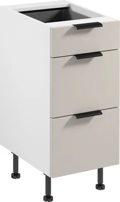 Produktbild von küchenunterschrank 40 cm mit Schubladen ohne Arbeitsplatte,  Sorento D40S3 Weiß/Beige