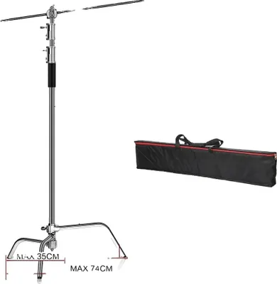 Image de Pied de photographie C-Stand, hauteur maximale 260 cm, bras articulé de 40 pouces, 2,6 m avec sac