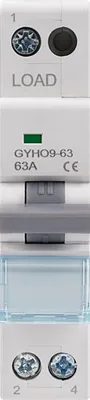 Produktbild von GYHO9-63 Manueller Umschalter, 1P 230VAC, 63A, Dual Power Manueller Umstellschalter mit Anzeige, Isolationsschalter