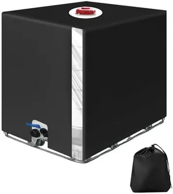 Produktbild von IBC Tank Abdeckung 1000L, IBC Container Zubehör, Wassertank Abdeckplane mit Transparenter Folie, Anti-UV Schutzplane Regenwassertank Abdeckung, IBC Wassertank Abdeckung, Schwarz