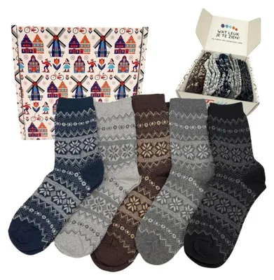 Imagen del producto de Conjunto de calcetines de invierno con diseño nórdico - 5 pares