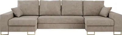 Produktbild von MKS MEBLE Ecksofa U mit Schlaffunktion und Bettkasten, Wohnlandschaft U-form - DORIAN U - Beige Struktur