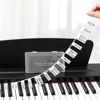 Productafbeelding van Piano-notenstickers voor piano's - Verwijderbare pianotoetsen-labels voor kinderen en beginners - Piano-leermateriaal in de vorm van notitie-stickers voor klavieren met 37/49/54/61/88 toetsen