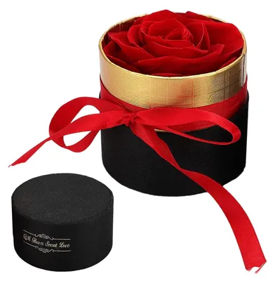 Ewige Rose in Geschenkbox, konserviert, rot, 7,5 x 8,3 cm