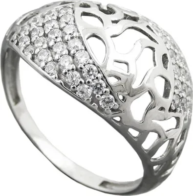 Produktbild von Ring Damenring mit vielen weißen Zirkonia gewölbt 925 Silber Innenumfang 55mm Ø17.5mm