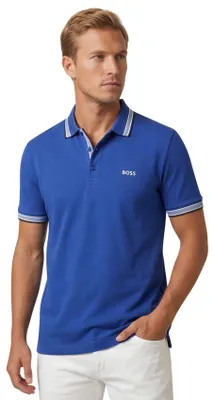 Produktbild von BOSS Green Paddy Polo einfarbig blau Baumwolle normale Passform