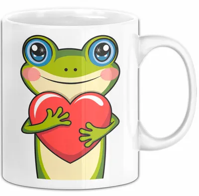 Produktbild von Frosch Herz Tasse Geschenk Lustige Geschenkidee Spruch (Weiß)