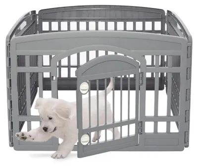 Immagine prodotto di Recinto per cuccioli Iris Ohyama con 4 pannelli e porta con serratura, altezza 60 cm, colore grigio. Adatto per gatti e cani, per uso interno ed esterno. Recinto per cuccioli, recinto per cani, recinto per cuccioli, recinto per cani, CI-604E WD