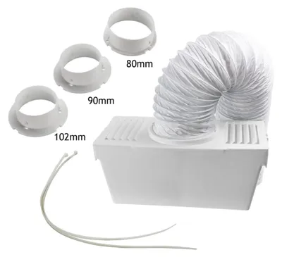 Produktbild von Universal Wäschetrockner-Kondensator-Box inkl. flexiblem Schlauch, 2x Kabelbinder, 3x Anschluss-Adapter 102mm/90mm/80mm