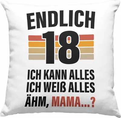 Produktbild von Trendation - 18. Geburtstag Junge Mädchen Deko-Kissen mit Füllung 40x40 18 Jahre alt Sohn Tochter Geschenkidee (Blau)
