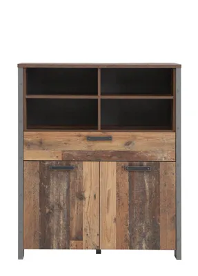 Highboard Kommode CLIF 2 Türen 1 Schublade Optik Old Wood Vintage