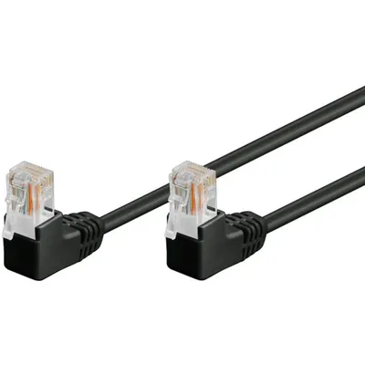 Produktbild von goobay Patchkabel Cat 5e U/UTP 2 x 90° gewinkelt schwarz 0,5 m