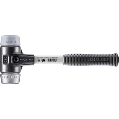 Produktbild von HALDER SIMPLEX Schonhammer Ø 50 mm TPE-mid grau / Weichmetall mit verstärktem Tempergussgehäuse und Fiberglasstiel