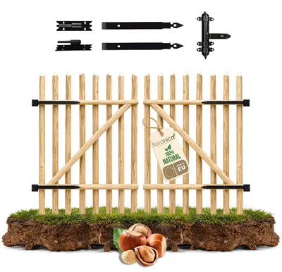 Zdjęcie produktu dla Furtka ogrodowa - Leszczyna - 200 cm szerokości - 2 skrzydła, gotowa do montażu