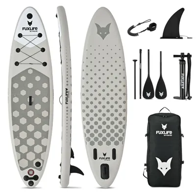 Produktbild von FUXLIFE by FUXTEC SUP Board FX-SUP320D1 | Stand Up Paddle Board | aufblasbar | 150 kg | 320 x 81 x 15 cm | Set grau