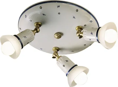 Produktbild von Strahler Metall Keramik E14 verstellbar Ø 42 cm in Weiß Beerendekor Rot Messing matt 3-flammig rund