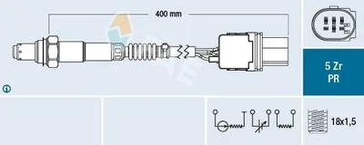 Obrázok produktu pre FAE 75126 – Lambda sonda pre vozidlo HONDA CR-V IV (RM), umiestnenie za katalyzátorom, dĺžka 400 mm