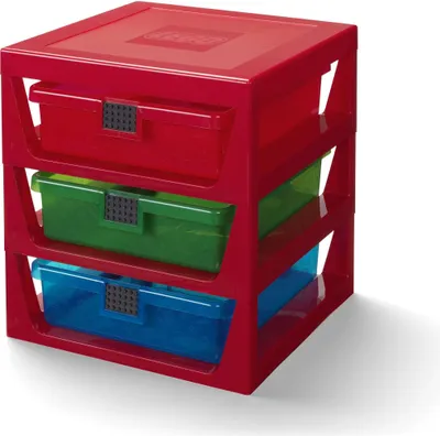 Immagine prodotto di LEGO 40950001 Cassettiera LEGO 3-DRAWER STORAGE RACK, 3 cassetti, rosso