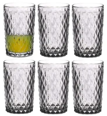 Produktbild von Vivalto Trinkglaser Diamanten - graues Glas - 6x - 370 ml