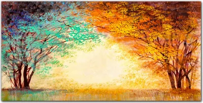 Produktbild von Coloray Bild aus Acryl 100 cm x 50 cm - Gehärtetes Acryl Acrylblock mit Bild Wohnzimmer Küche Dekoration Wanddekoration - Wald Blätter