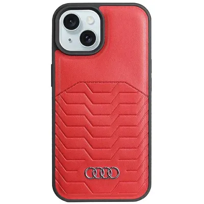 Produktbild von Audi Synthetic Leather MagSafe iPhone 15 / 14 / 13 6.1" rot hardcase AU-TPUPCMIP15-GT/D3-RD Schutzhülle