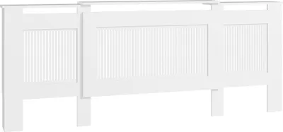 Produktbild von Fortuna Lai Heizkörperverkleidung ausziehbar Heizkörperabdeckung mit Ablage, Lamellen, Heizungsabdeckung Heizungsverkleidung Heizkörper Abdeckung 125-201 x 19 x 81,5 cm Weiß