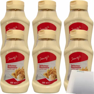 Produktbild von Jeden Tag Delikatess Mayonnaise 80 % 6er Pack (6x500 ml Flasche) + usy Block