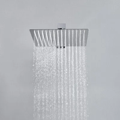 Zdjęcie produktu dla Głowica prysznicowa ze stali nierdzewnej do łazienki, kwadratowa, 20 x 20 cm, silikonowa, z powłoką zapobiegającą osadzaniu się kamienia