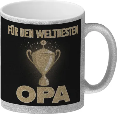 Produktbild von Für den weltbesten Opa Glitzer-Kaffeebecher mit Pokal