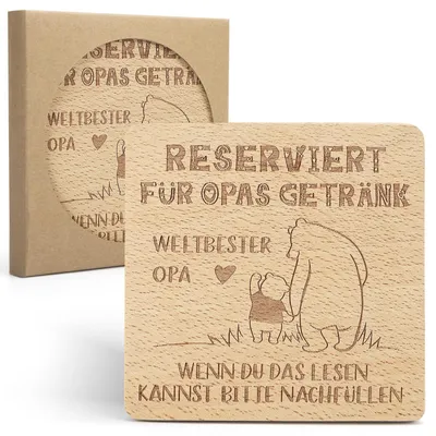 Holz-Untersetzer mit Opa-Spruch, 10x10 cm, 1 Stück
