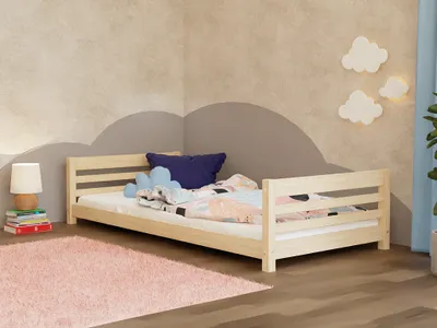 Produktbild von Niedriges Kinder-Einzelbett aus Holz TULY mit zwei Kopfteilen 120x200 cm Transparente matte Wachslasur