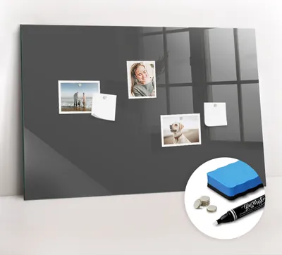 Produktbild von Magnetpinnwand Memoboard - Zubehörsatz - Weißer Marker + Schwamm + Magnete - 90 x 60 cm - Graue Farbe