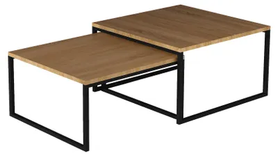 Obrázek produktu pro Set konferenčních stolků LEORIC - ořech / černý