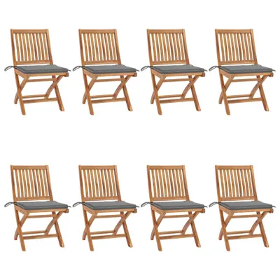 Produktbild von Maison Exclusive - Klappbare Gartenstühle mit Kissen 8 Stk. Massivholz Teak