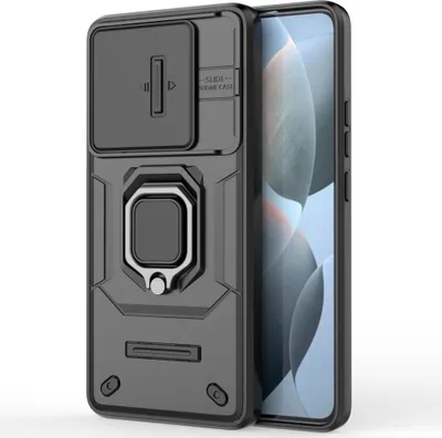 Produktbild von Xiaomi Poco X6 Pro 5G Hülle - Coverup Ring Ständer Back Cover mit Kamera Schutz - Schwarz