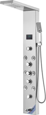 Obrázek produktu pro Sprchový panel Tower System 6 režimů Hydroelektřina LED Nerezová ocel