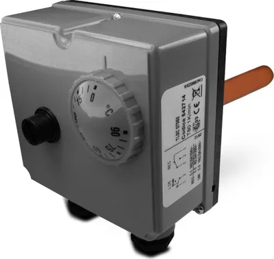 Produktbild von Doppel-Tauchthermostat 0–90°C mit STB 90–110°C – Messing R1/2", IP40, manuell & automatisch