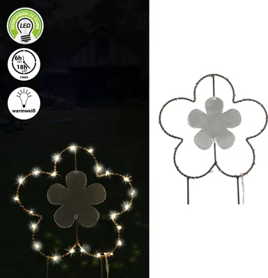 Produktbild von Gartenstecker mit LED "Blume" H30cm Eisen batteriebetrieben 6/18 Timer 20 warmweiße LEDs Gartenlicht Outdoorbeleuchtung