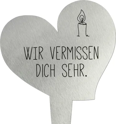 Produktbild von younikat Grabstecker aus Edelstahl I Grabschmuck Herz 17,8 cm Deko I Spruch - Wir vermissen Dich so sehr I you0083